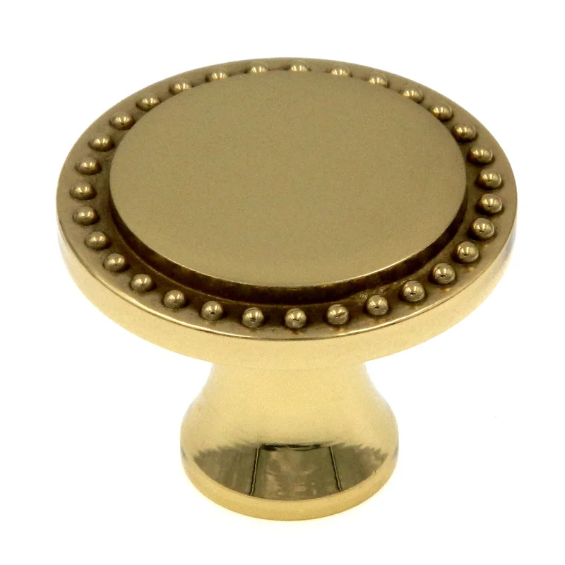 Amerock BP1441-3 Solid Polished Brass 1 1/4" Beaded Edge Cabinet Knob Pull