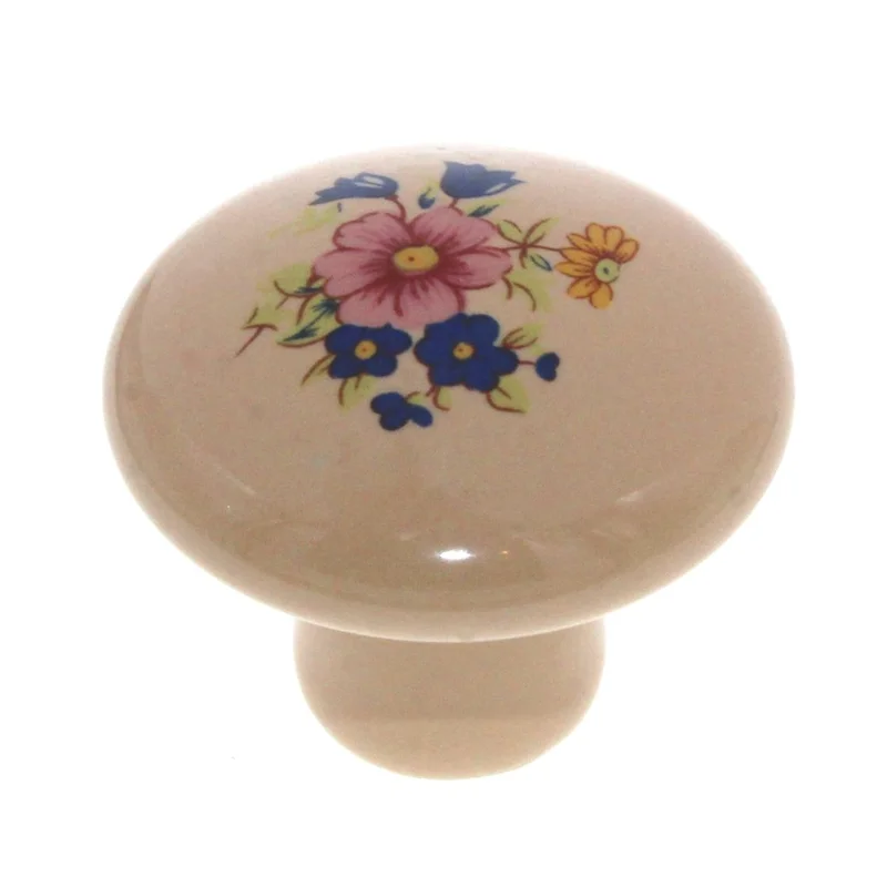 Amerock BP72002-FAM Almond, Floral Design 1 3/8" Mushroom Cabinet Knob Pulls