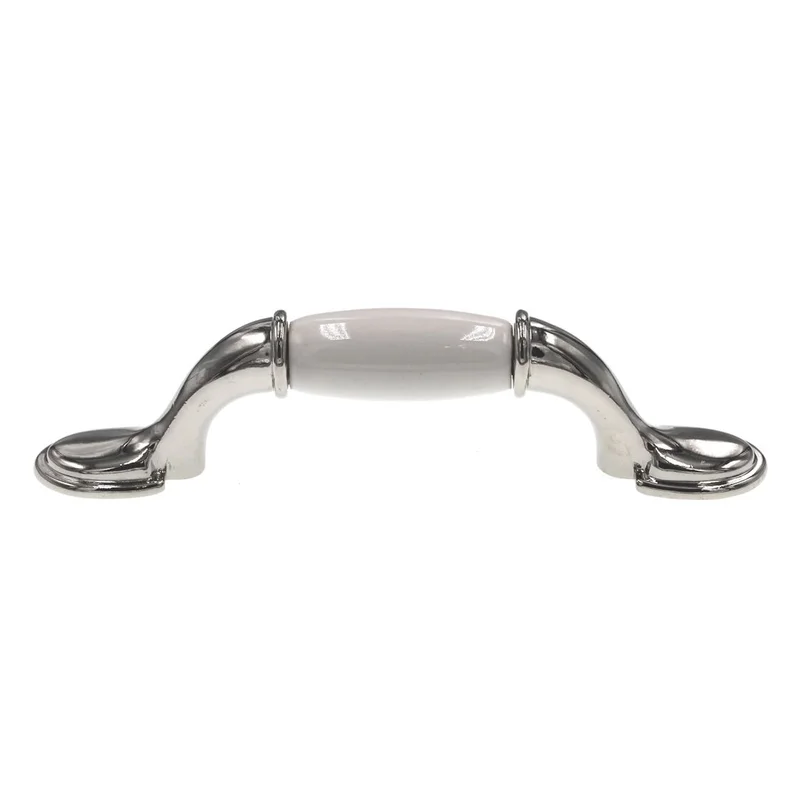 Amerock BP76245-26W Polished Chrome 3"cc Cabinet Handle Pull, White Ceramic Center