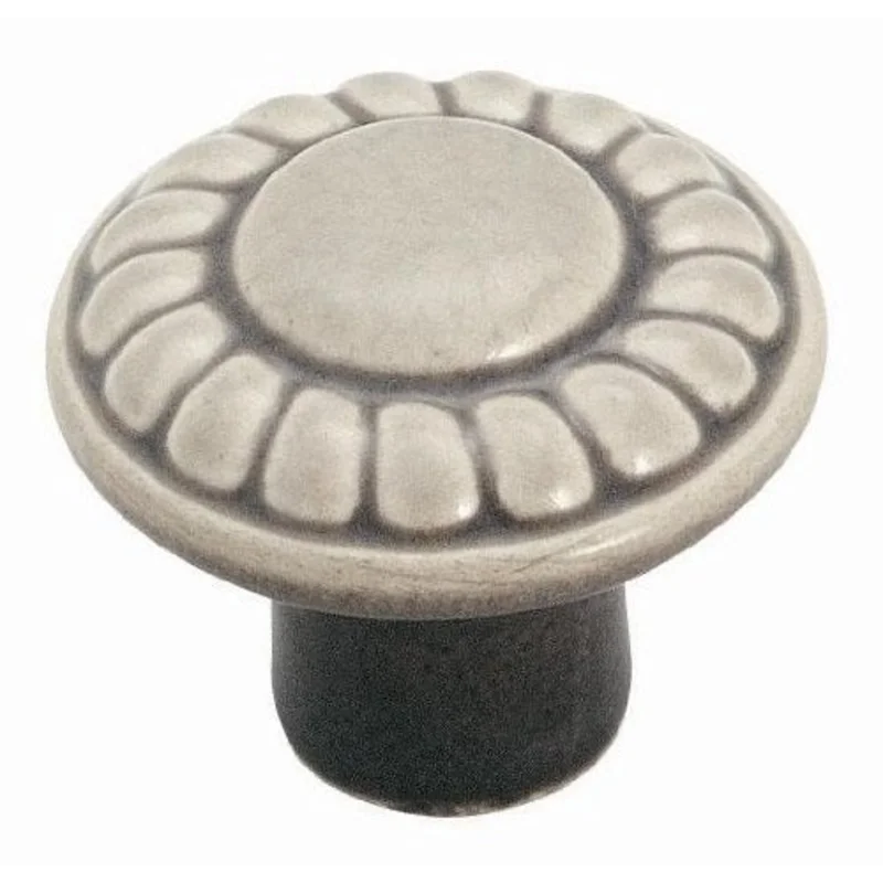 Amerock Colour Washed Ceramics 1 3/8" Distressed Antique White Ceramic Rope Cabinet Knob Pull BP1321-DAW