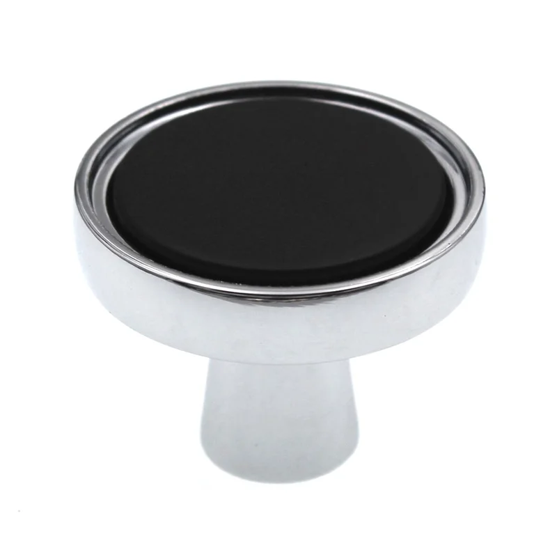Amerock Destine 1 3/8" Cabinet Knob Matte Black Polished Chrome BP36857FB26