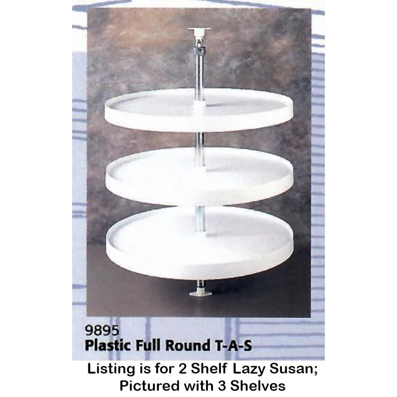 Amerock Full-Round 28" Lazy Susan 2-Shelf White Plastic Turn-a-Shelf 9895-28-W