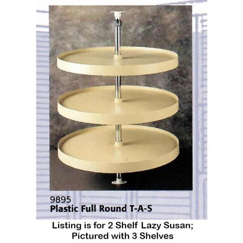 Amerock Full-Round 32" Lazy Susan 2-Shelf Almond Plastic Turn-a-Shelf 9895-32-A