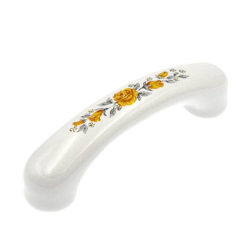 Amerock Hardware 3"cc Ceramic Cabinet Handle Pull in White, Yellow BP937-CW2