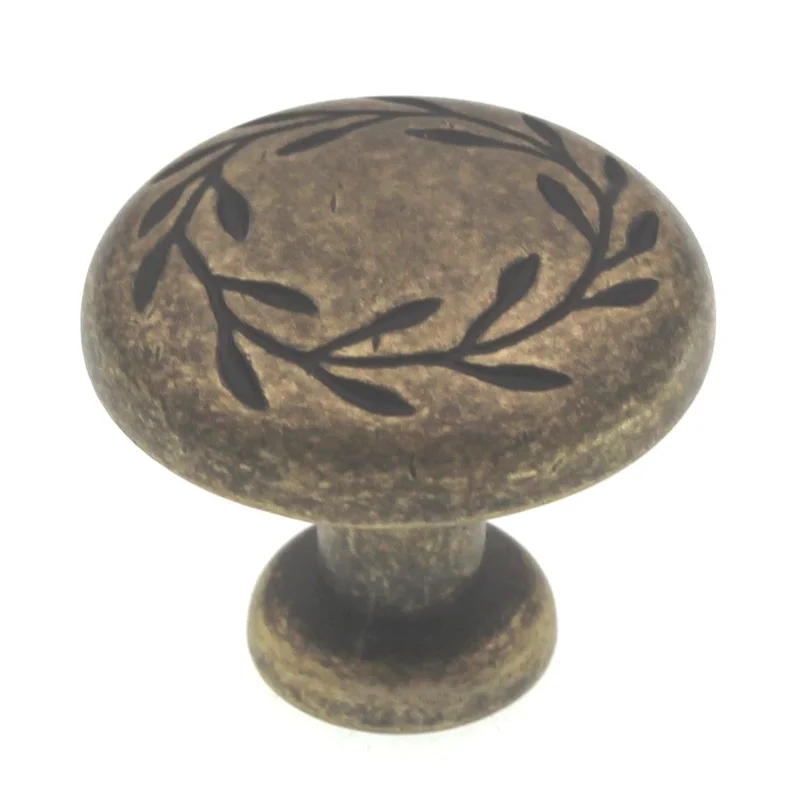 Amerock Inspirations BP1581-R2 Weathered Brass 1 1/4" Leaf Cabinet Knob Pull