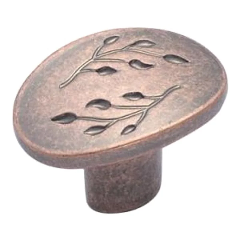 Amerock Inspirations BP4444-WC Weathered Copper 1 1/2" Oval Leaf Cabinet Knob