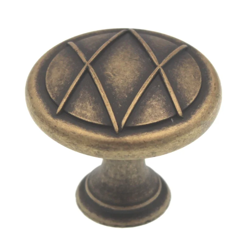 Amerock Lattice Distressed Brass 1 3/8 inch Round Cabinet Knob BP24234DBS