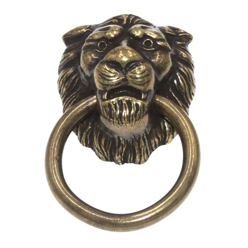 Amerock Lion Head 2 1/8" Furniture Ring Pull in Antique English BP888-AE