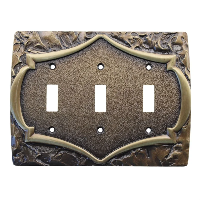 Amerock Monterey Wall Plate Triple Switch Plate Antique English 6286-AE