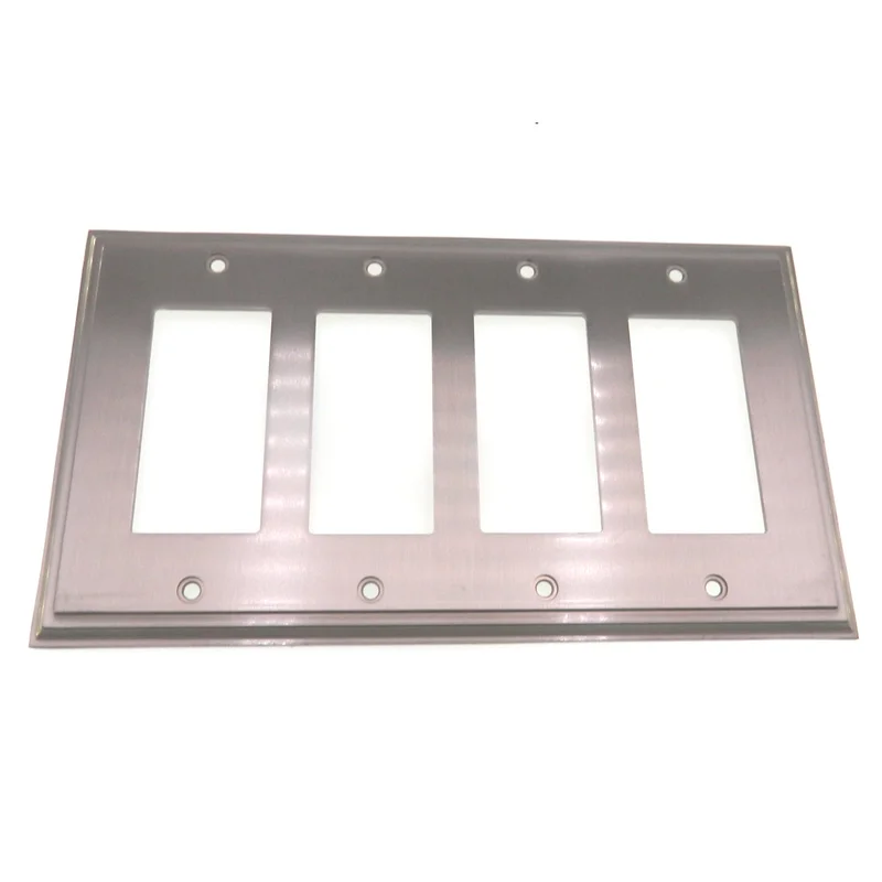 Amerock Mullholland Satin Nickel Decorative 4 Rocker / GFI GFCI Wall Plate BP36521G10