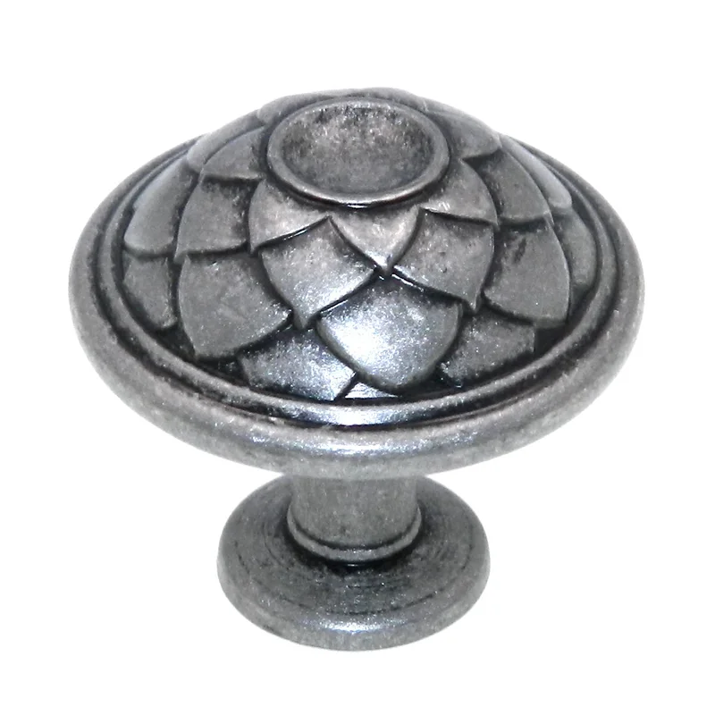 Amerock Padma Aged Pewter 1 3/8" Round Ornate Cabinet Knob BP53027-AP