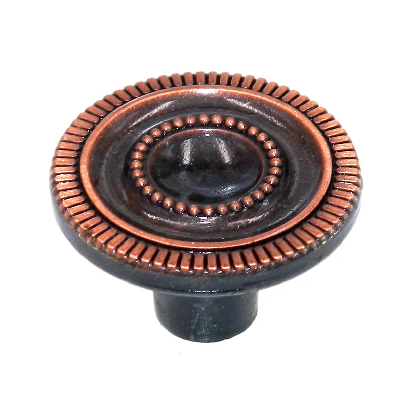 Amerock Patrician Antique Copper 1 1/8" Round Cabinet Knob Pull BP850-AC