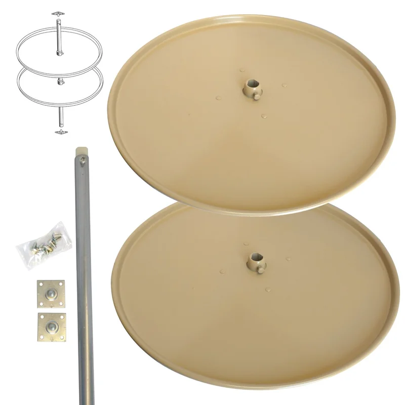 Amerock Round Lazy Susan Corner Revolving Shelf Almond Steel 2 Tier C300 Series