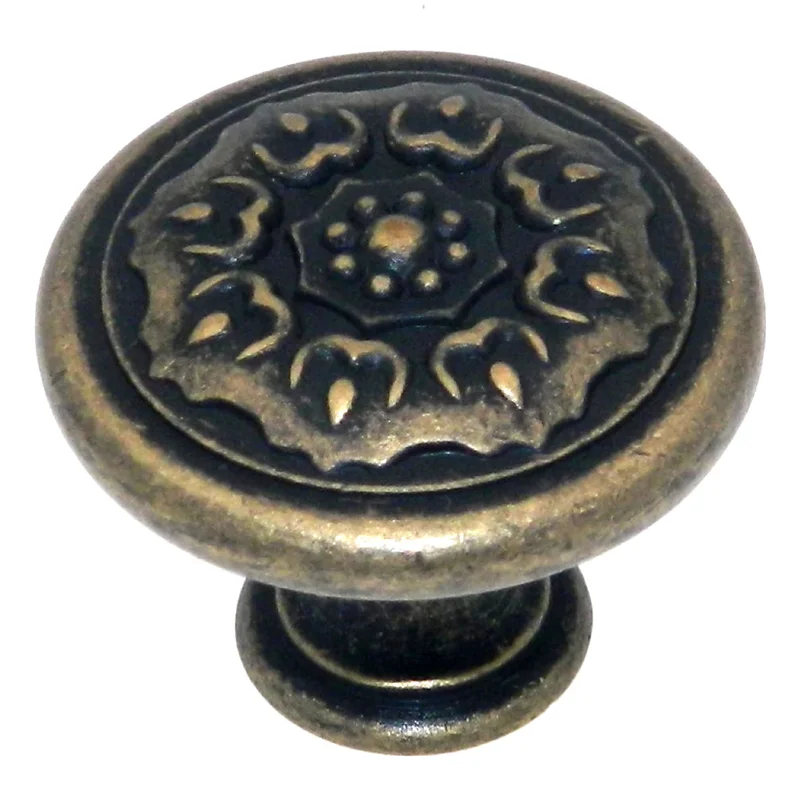 Amerock Sundara Weathered Brass 1 1/4" Ornate Cabinet Pull Knob BP27030R2