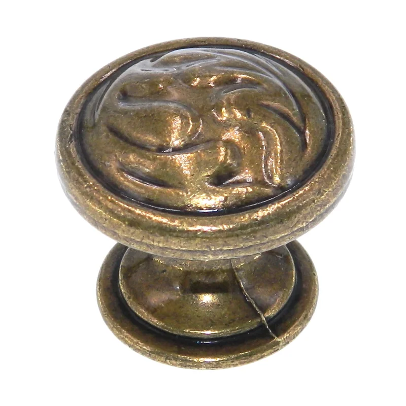 Amerock True Elegance 1 1/4" Oak Leaf Cabinet Knob Burnished Brass BP1355O77