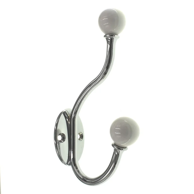 Amerock White Polished Chrome Large Decorative Coat and Hat Globe Hook H55469W26