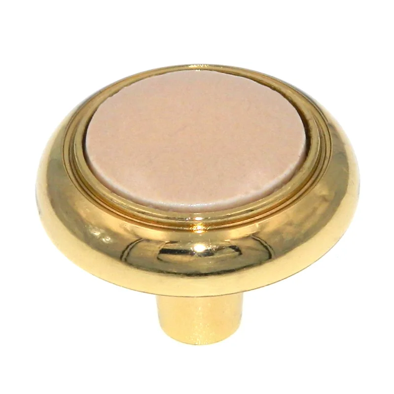 AmerockBP76244-AL3 Polished Brass 1 1/4" Cabinet Knob with Almond Center