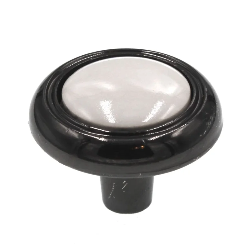 AmerockBP76244-BNW Black Nickel 1 1/4" Cabinet Knob with White Ceramic Center
