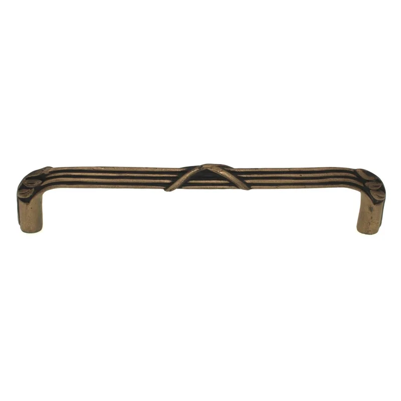 Anne at Home Sonnet 8" Ctr. Ribbon & Reed Cabinet Arch Pull Antique Gold 1310-21