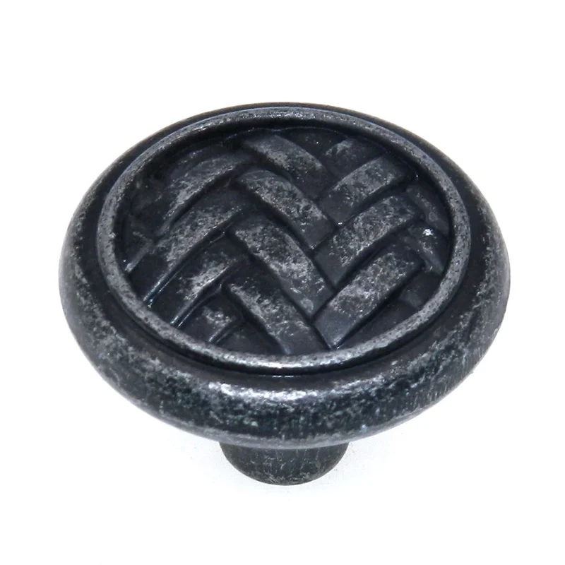 Belwith Catamaran 1 1/4" Round Cabinet Knob Basket Weave Vibra Pewter P7513-VP