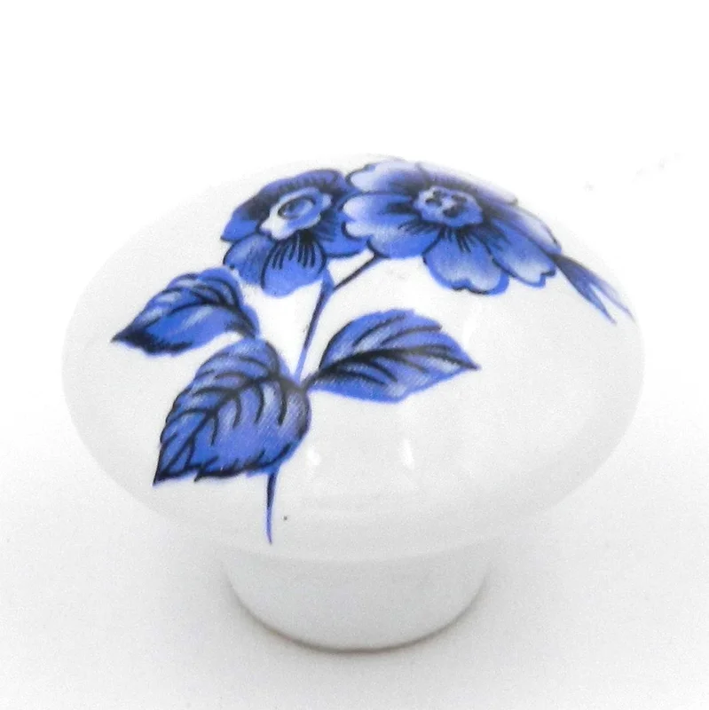 Belwith English Cozy 1 1/2" Round Mushroom Knob Poppy Flower P606-POP