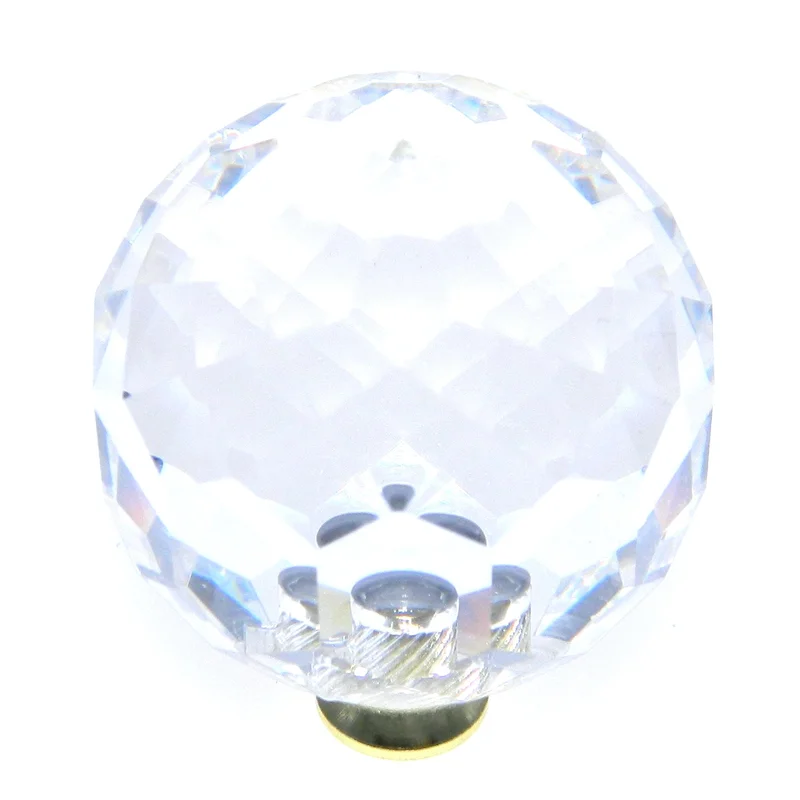 Belwith Keeler Crystal Palace Clear Crysacrylic 1 1/2" Knob P40-CA3 with Brass Base