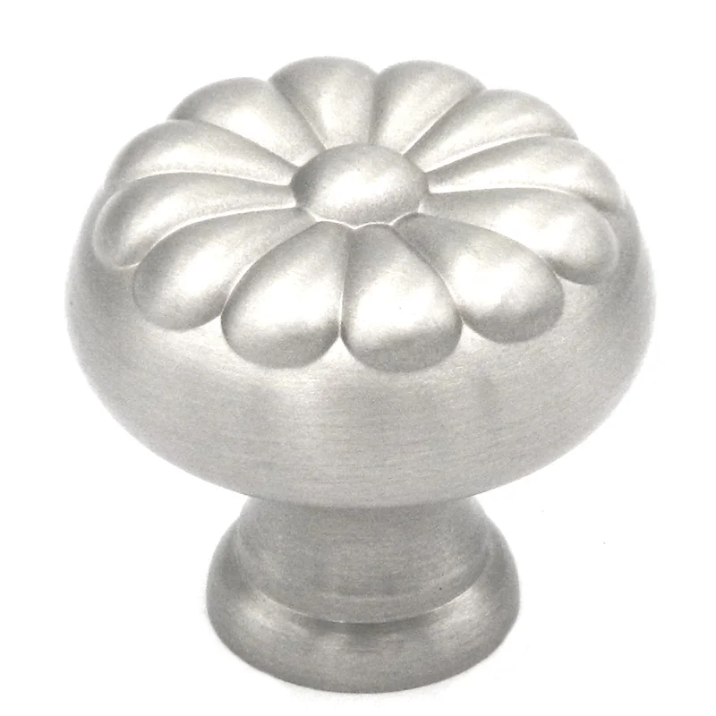 Belwith Keeler Sechel 1 1/4" Satin Nickel Round Ribbed Solid Brass Cabinet Knob A416