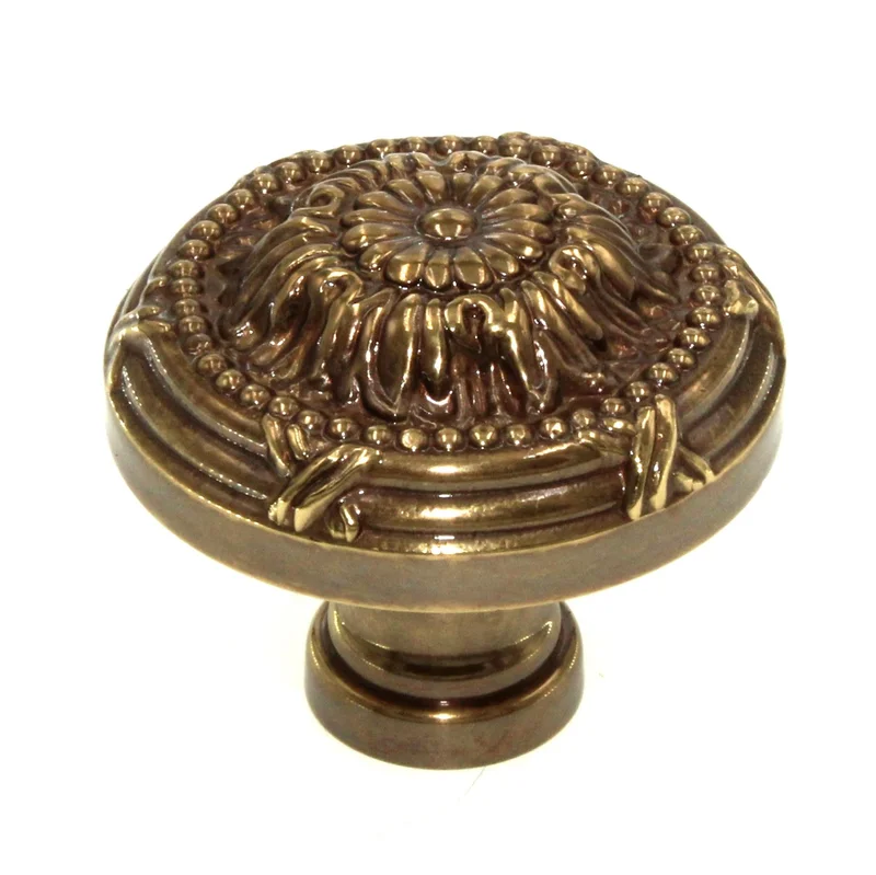 Belwith Ribbon & Reed 1 1/2" Round Knob Sherwood Antique Brass Solid Brass M103