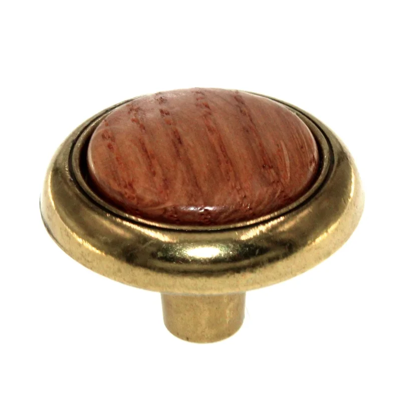 Belwith Woodgrain Brass Oak Wood Center 1 1/4" Round Cabinet Knob P706-OAK