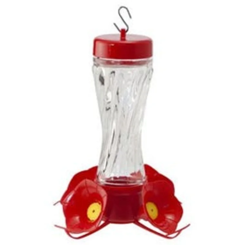 Bird Feeder, Hummingbird, Clear Swirl Glass, 8-oz.