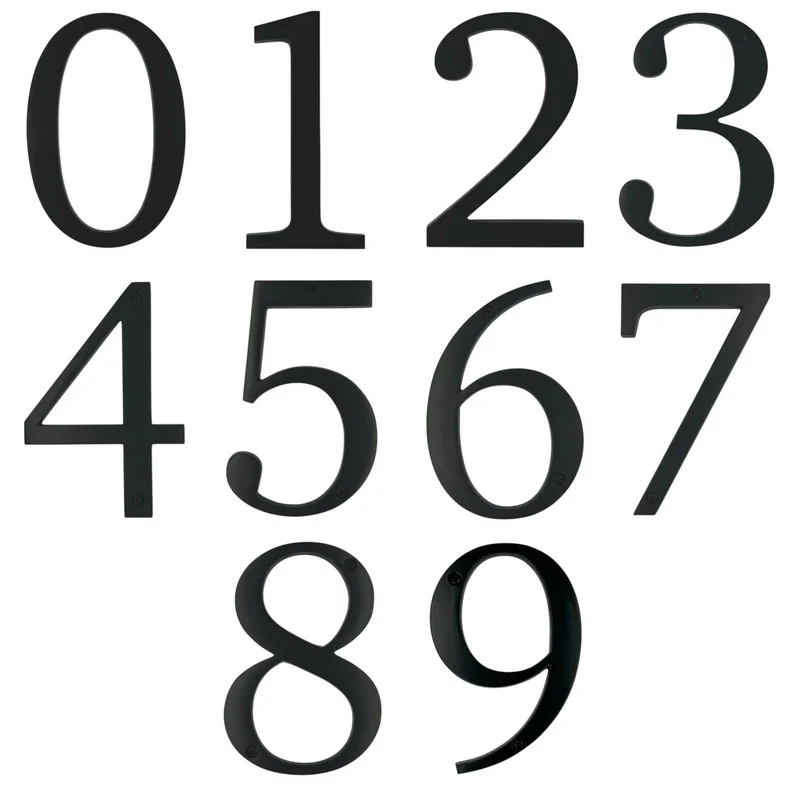Black Metal 5 inch Flush Mount House Address Numbers, Bold Easy-to-read Font