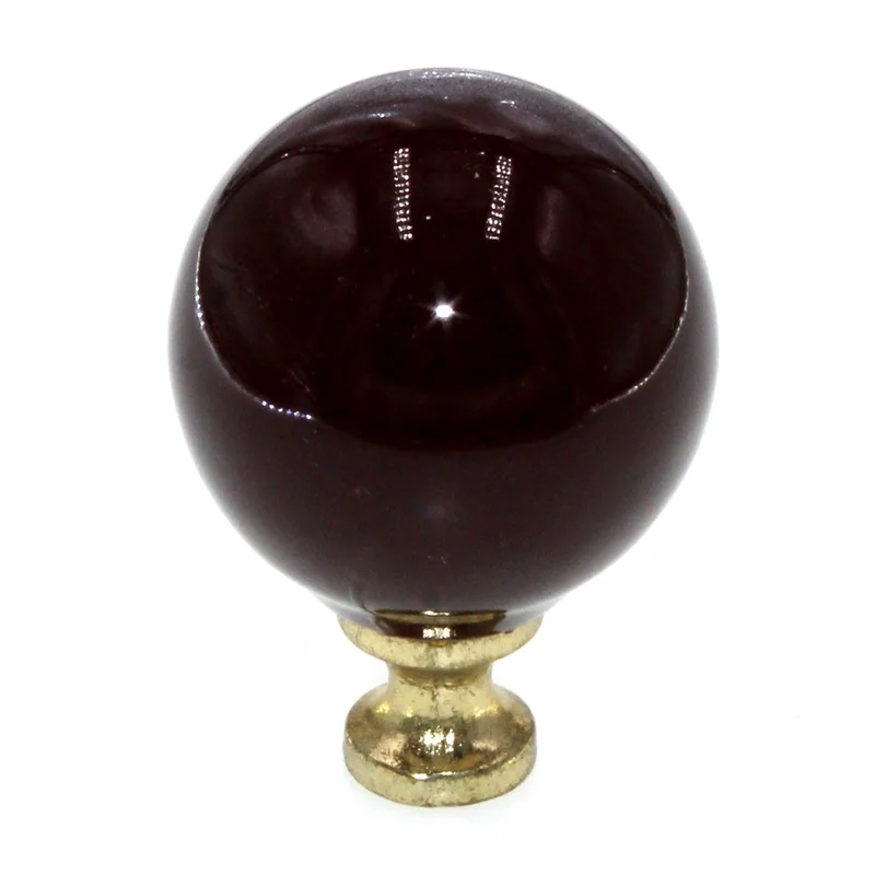 Brown Round 1 1/4" Ball Ceramic Cabinet Knob Brass Finished Base 225-DBPB