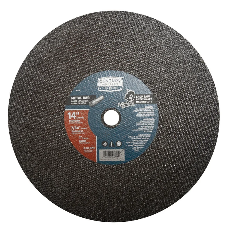 Century Drill And Tool Abrasive Saw Blade 14 Diameter 7/64 Thickness 1 Arbor Type 1a Bar Cutter (08715)