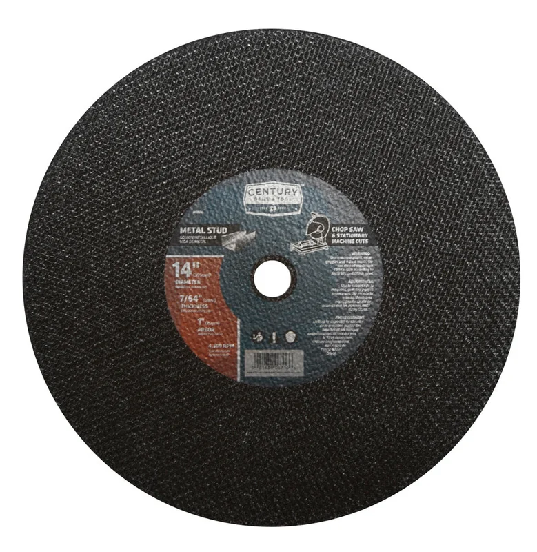 Century Drill And Tool Abrasive Saw Blade 14 Diameter 7/64 Thickness 1 Arbor Type 1a Stud Cut