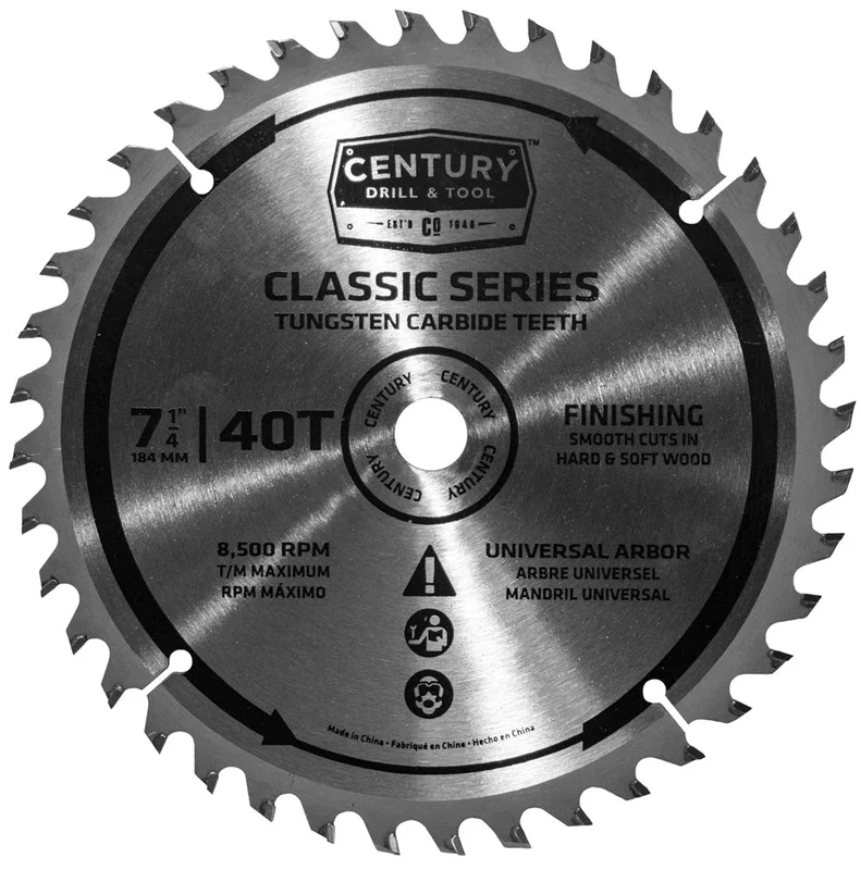 Century Drill And Tool Classic Series Circular Saw Blade 7-1/4 X 40t X Universal Arbor Finishing (09208)