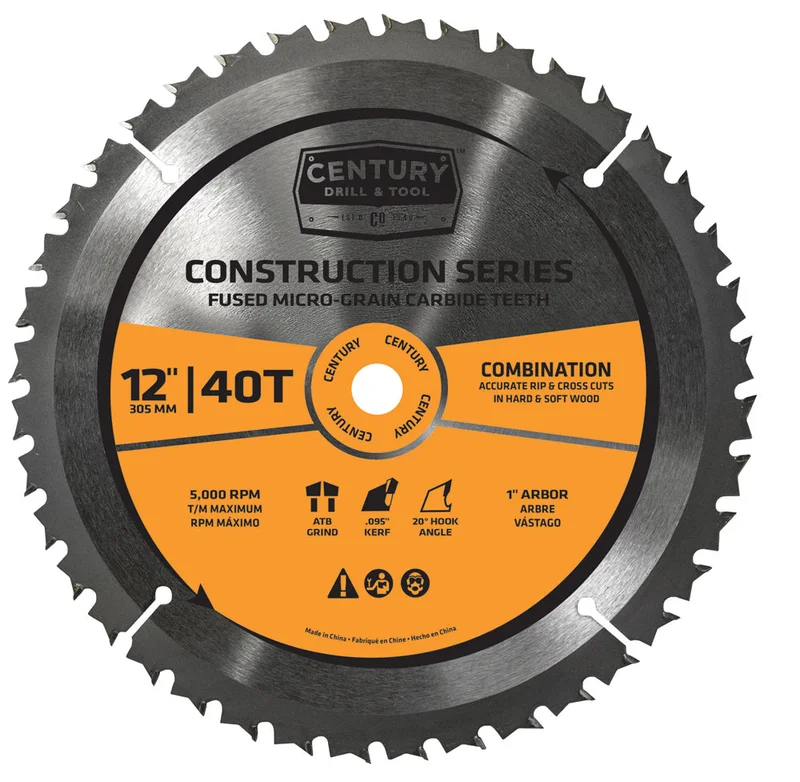 Century Drill And Tool Construction Series-Mitre Circular Saw Blade 12 X 40t X 1 Arbor