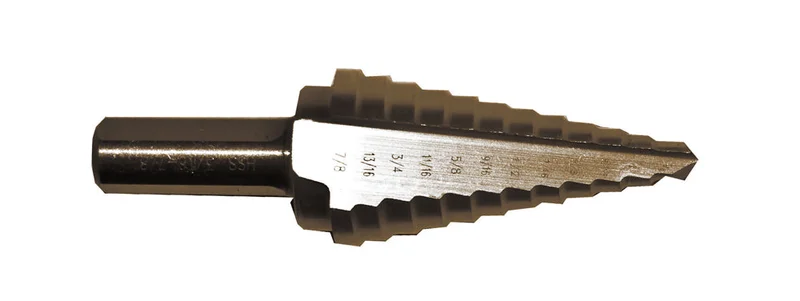 Century Drill And Tool Step Drill 12 Steps #4 3/16-7/8 Hss Zirconium Coated Step Depth 1/8 Shank 3/8