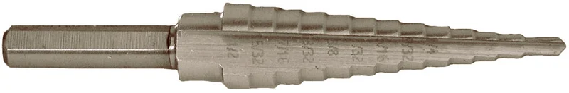 Century Drill And Tool Step Drill 13 Steps #1 1/8-1/2 Hss Zirconium Coated Step Depth 1/8 Shank 1/4