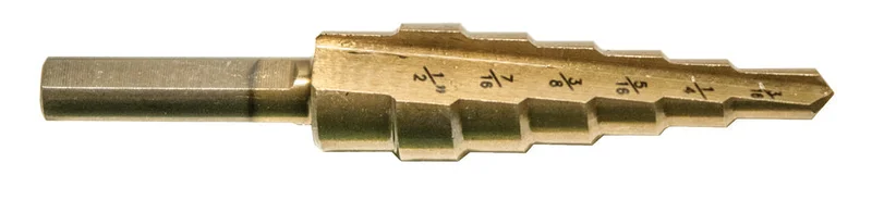 Century Drill And Tool Step Drill #2 3/16-1/2 Shank 3/8 Hss Zirconium Coated Step Depth 1/8 Shank 3/8