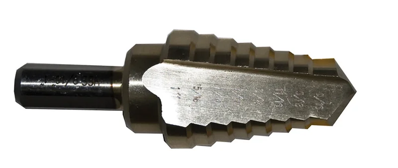 Century Drill And Tool Step Drill 8 Steps #20 9/16-1 Hss Zirconium Coated Step Depth 1/8 Shank 3/8
