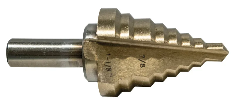 Century Drill And Tool Step Drill #9 7/8-1-1/8 Shank 3/8 Hss Zirconium Coated Step Depth 1/8 Shank 3/8
