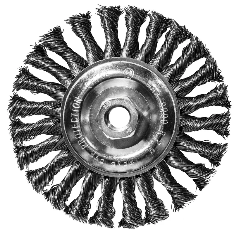 Century Drill And Tool Wire Wheel Coarse Cable Twist 6 Size 5/8" X 11" Arbor Safe Rpm 9,000