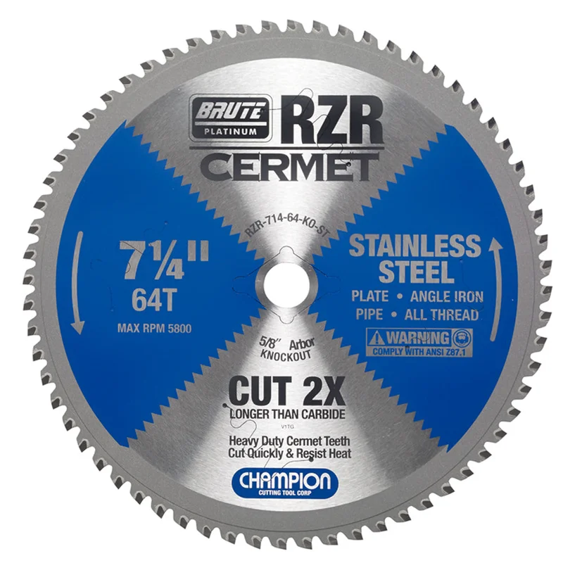 CHAMPION RZR-714-64-KO-ST CERMET CIRCULAR SAW 7-1/4"X64TX5/8 KO