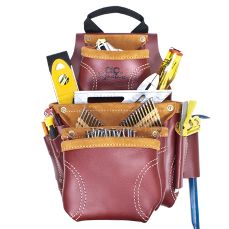 CLC 21687 9 Pocket - Construction Worker's Heavy Duty Leather Nail & Tool Bag
