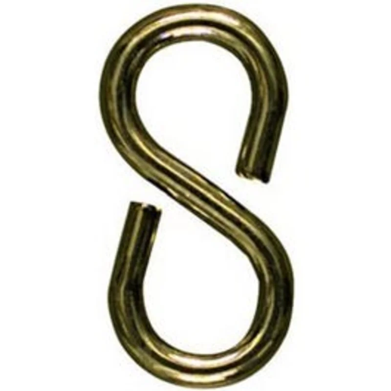Closed "S" Hook, Light-Duty, Solid Brass, 1-1/4-In., 2-Pk.
