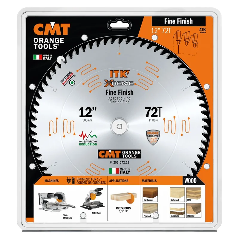 CMT 253.072.12 12" ITK XTREME FINE-FINISH BLADE B=1" T=72 ATB