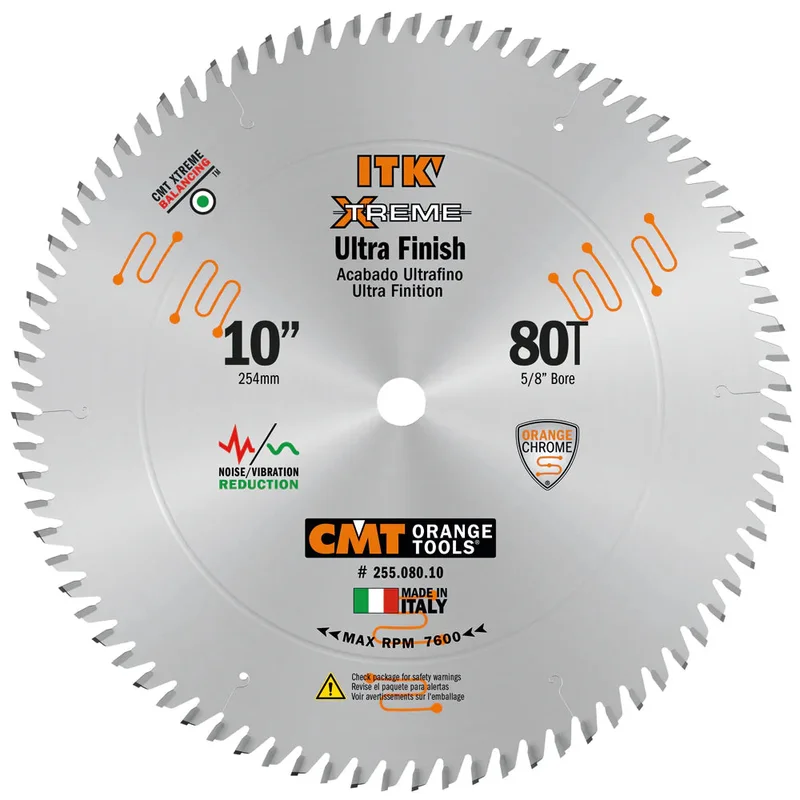 CMT 255.080.10 10" ITK XTREME ULTRA-FINISH BLADE B=5/8" T=80 Hi-ATB 255.080.10