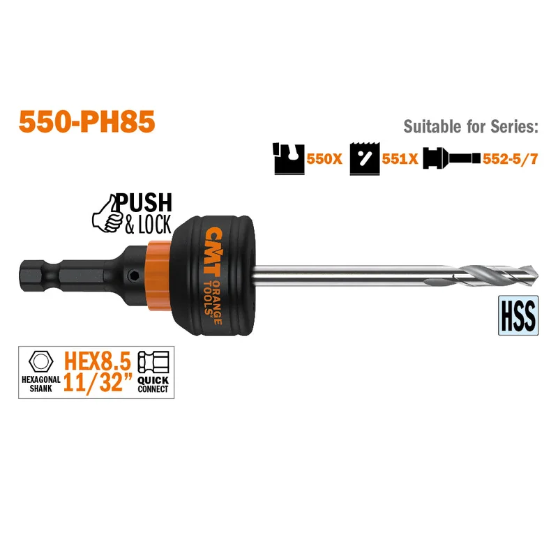 CMT 550-PH85 PUSH LOCK ARBOR FOR XTREME FAST, SHANK HEX8.5mm (11/32)