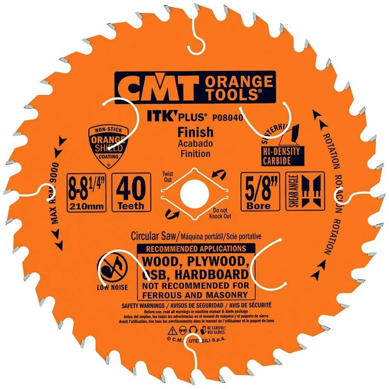 CMT P08040 8-1/4"" ITK-PLUS THIN-KERF FINISH BLADE B=5/8" T=40 ATB+SHEAR