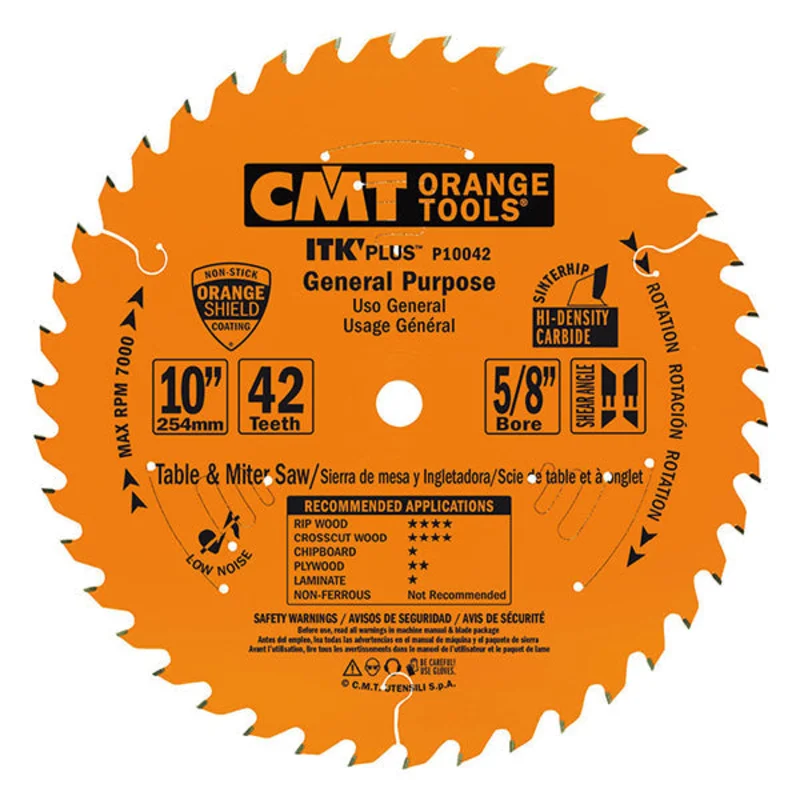 CMT P10042 ITK Plus General Purpose Saw Blade, 10 x 42 Teeth, 10 ATB+Shear with